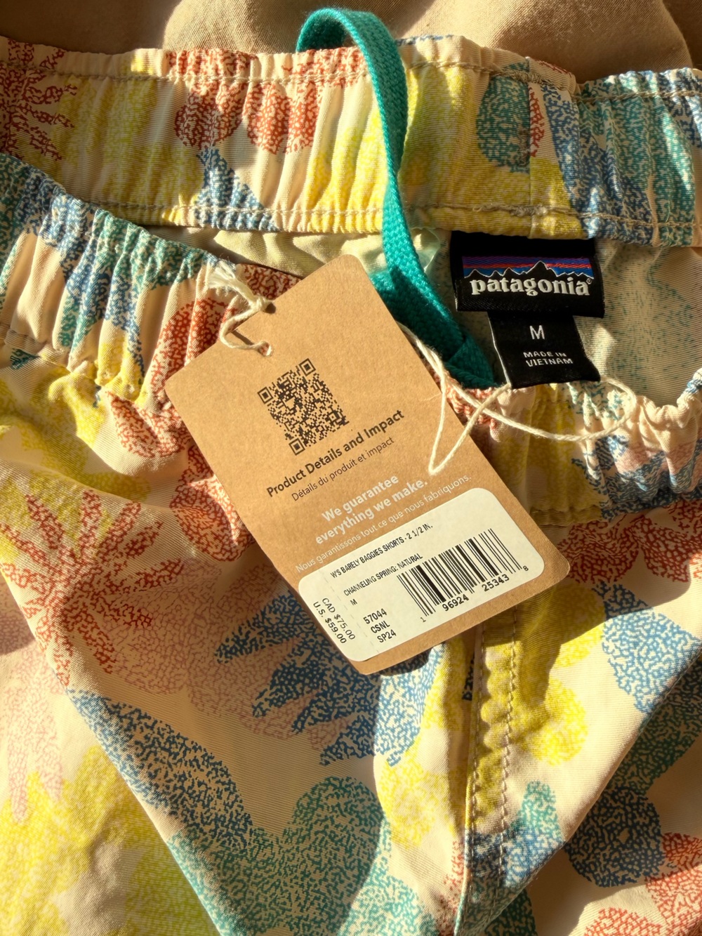 Patagonia Women's Floral Athletic Shorts - Pastel Blue, Yellow, Pink - Picture 5 of 5